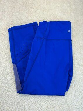 Champion Womens Athletic Capri Leggings Blue M Polyester/Spandex Breathable Pane